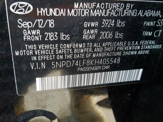 Photo 9 VIN: 5NPD74LF8KH405548 - HYUNDAI ELANTRA 