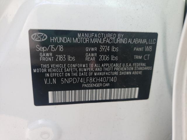 Photo 9 VIN: 5NPD74LF8KH407140 - HYUNDAI ELANTRA SE 