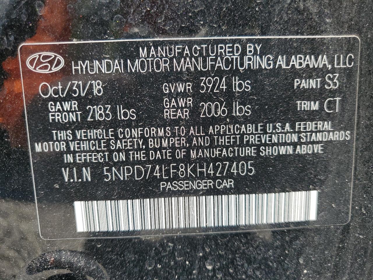 Photo 11 VIN: 5NPD74LF8KH427405 - HYUNDAI ELANTRA 