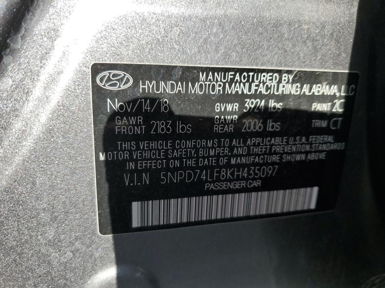 Photo 11 VIN: 5NPD74LF8KH435097 - HYUNDAI ELANTRA 