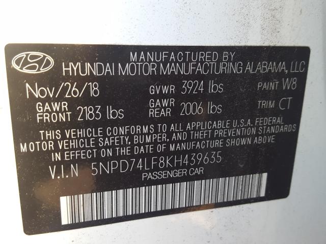 Photo 9 VIN: 5NPD74LF8KH439635 - HYUNDAI ELANTRA SE 