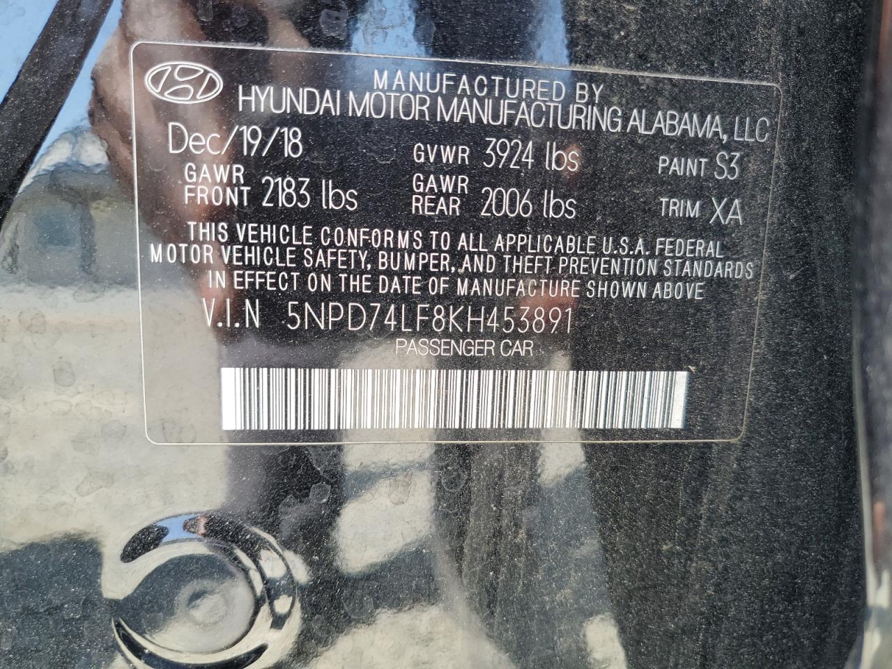 Photo 12 VIN: 5NPD74LF8KH453891 - HYUNDAI ELANTRA 