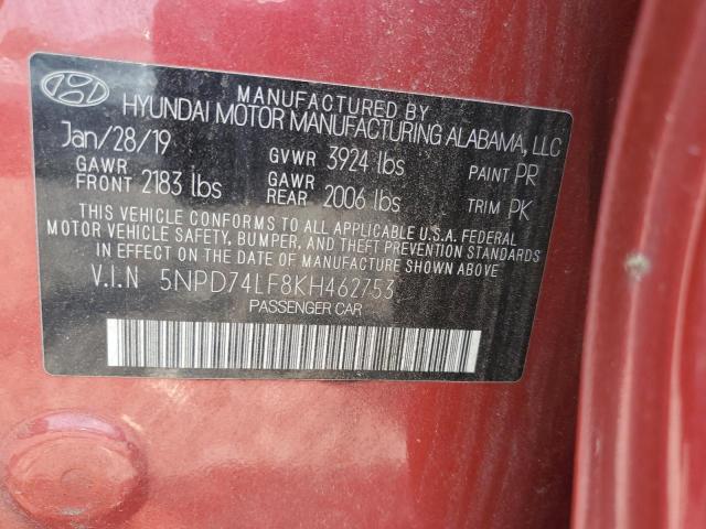 Photo 12 VIN: 5NPD74LF8KH462753 - HYUNDAI ELANTRA 