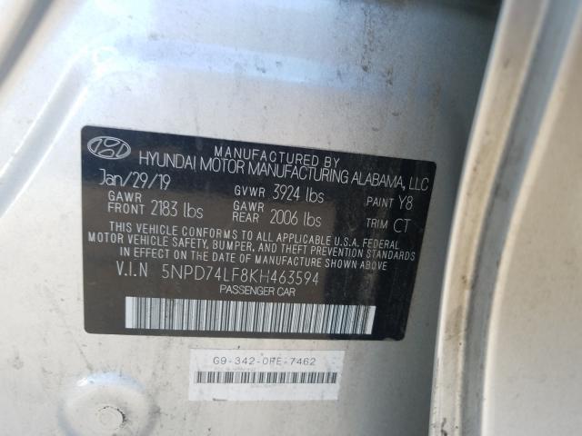 Photo 9 VIN: 5NPD74LF8KH463594 - HYUNDAI ELANTRA SE 