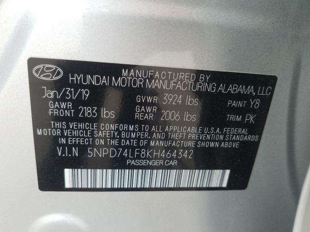 Photo 9 VIN: 5NPD74LF8KH464342 - HYUNDAI ELANTRA SE 