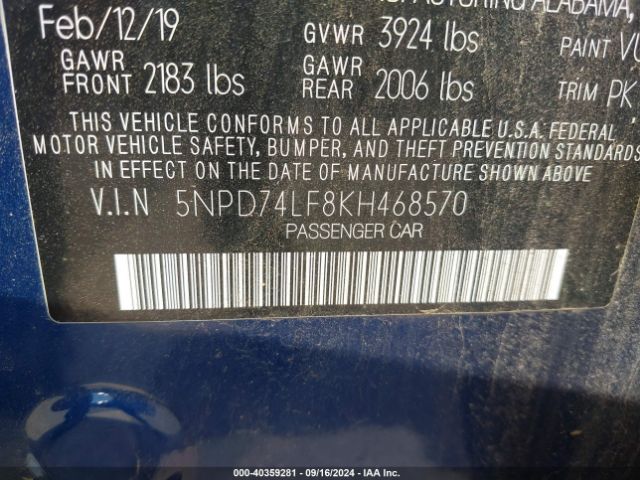 Photo 8 VIN: 5NPD74LF8KH468570 - HYUNDAI ELANTRA 