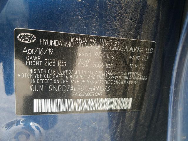 Photo 9 VIN: 5NPD74LF8KH491573 - HYUNDAI ELANTRA SE 