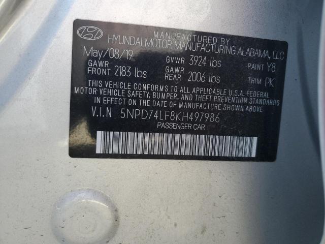 Photo 12 VIN: 5NPD74LF8KH497986 - HYUNDAI ELANTRA SE 