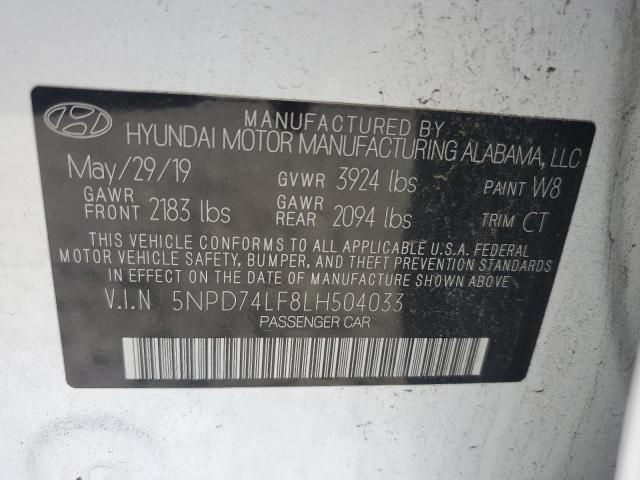 Photo 11 VIN: 5NPD74LF8LH504033 - HYUNDAI ELANTRA SE 