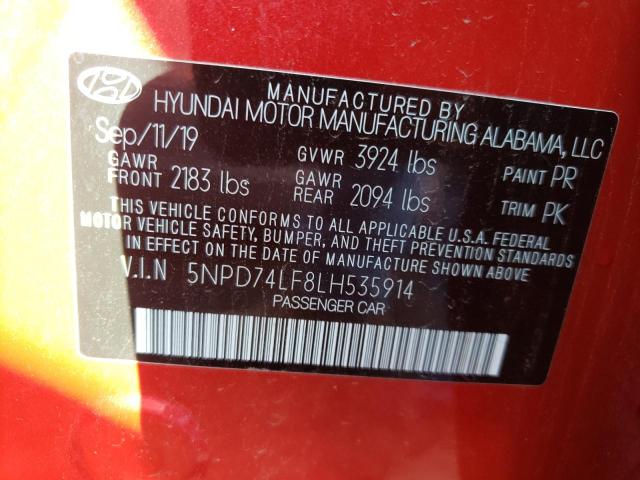 Photo 9 VIN: 5NPD74LF8LH535914 - HYUNDAI ELANTRA SE 