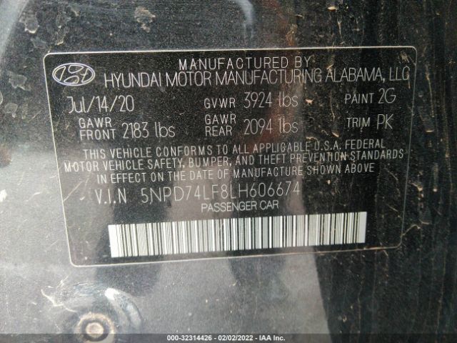 Photo 8 VIN: 5NPD74LF8LH606674 - HYUNDAI ELANTRA 