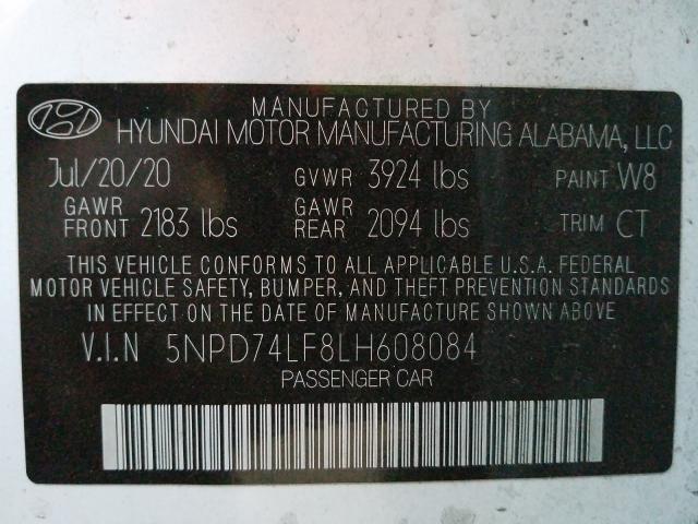 Photo 9 VIN: 5NPD74LF8LH608084 - HYUNDAI ELANTRA SE 