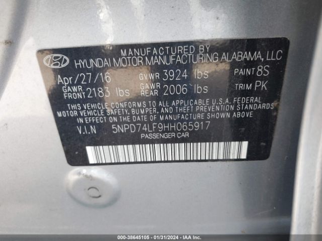 Photo 8 VIN: 5NPD74LF9HH065917 - HYUNDAI ELANTRA 