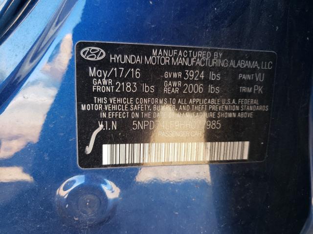 Photo 9 VIN: 5NPD74LF9HH077985 - HYUNDAI ELANTRA SE 