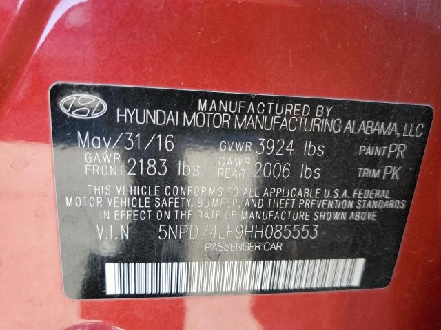 Photo 9 VIN: 5NPD74LF9HH085553 - HYUNDAI ELANTRA SE 