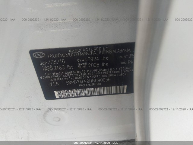 Photo 8 VIN: 5NPD74LF9HH090056 - HYUNDAI ELANTRA 