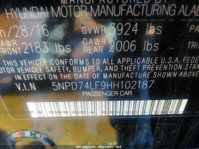 Photo 8 VIN: 5NPD74LF9HH102187 - HYUNDAI ELANTRA 