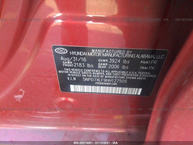 Photo 8 VIN: 5NPD74LF9HH127509 - HYUNDAI ELANTRA 