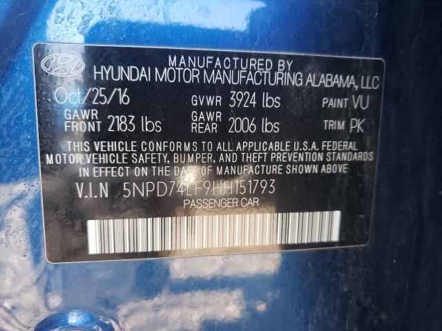 Photo 9 VIN: 5NPD74LF9HH151793 - HYUNDAI ELANTRA SE 