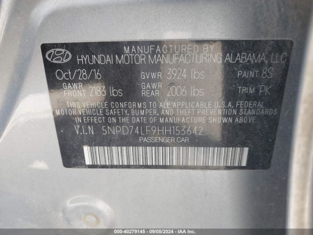 Photo 8 VIN: 5NPD74LF9HH153642 - HYUNDAI ELANTRA 