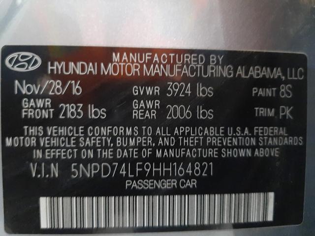 Photo 9 VIN: 5NPD74LF9HH164821 - HYUNDAI ELANTRA 