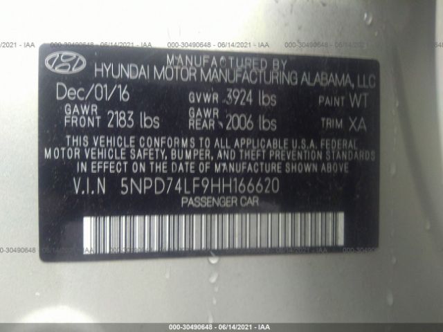 Photo 8 VIN: 5NPD74LF9HH166620 - HYUNDAI ELANTRA 