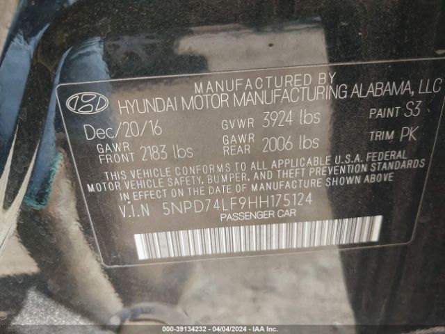 Photo 8 VIN: 5NPD74LF9HH175124 - HYUNDAI ELANTRA 