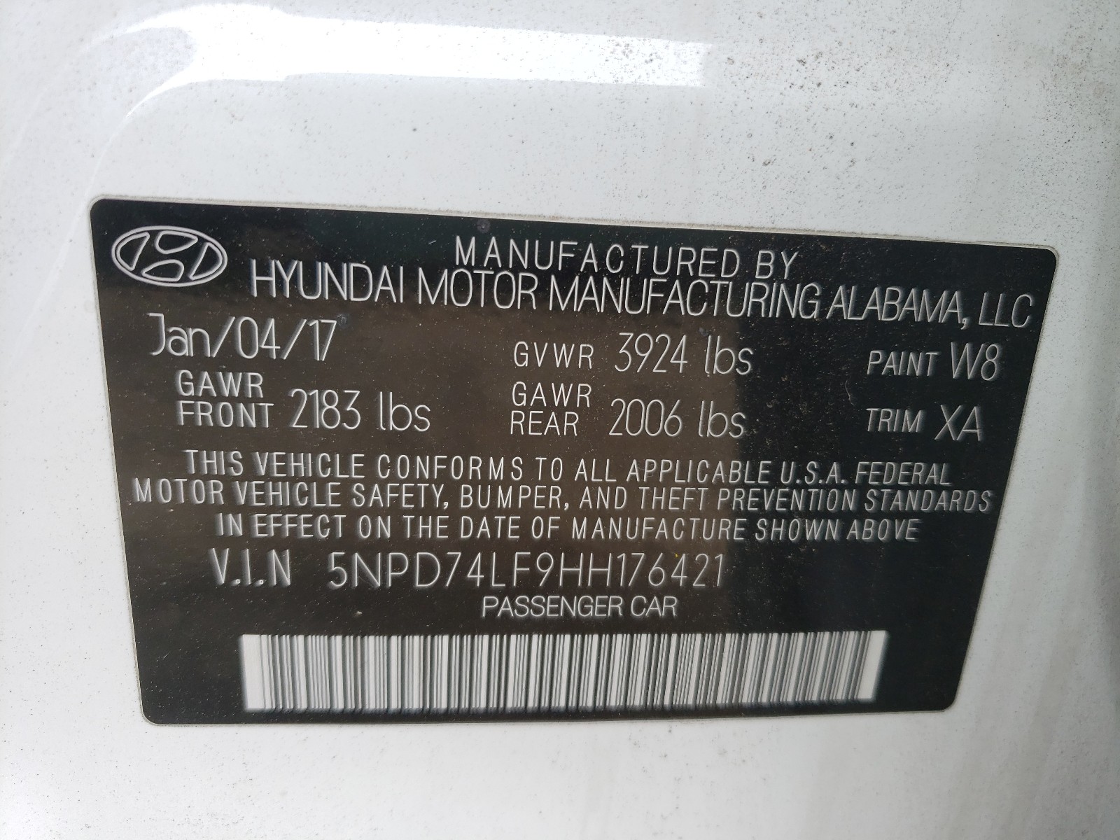 Photo 9 VIN: 5NPD74LF9HH176421 - HYUNDAI ELANTRA SE 