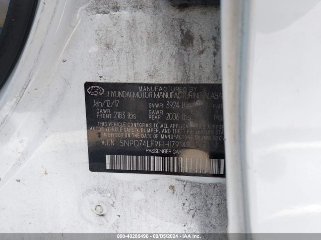 Photo 8 VIN: 5NPD74LF9HH179142 - HYUNDAI ELANTRA 