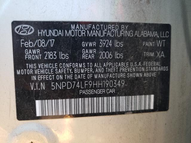 Photo 9 VIN: 5NPD74LF9HH190349 - HYUNDAI ELANTRA SE 