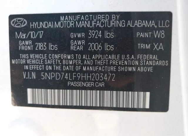 Photo 8 VIN: 5NPD74LF9HH203472 - HYUNDAI ELANTRA 