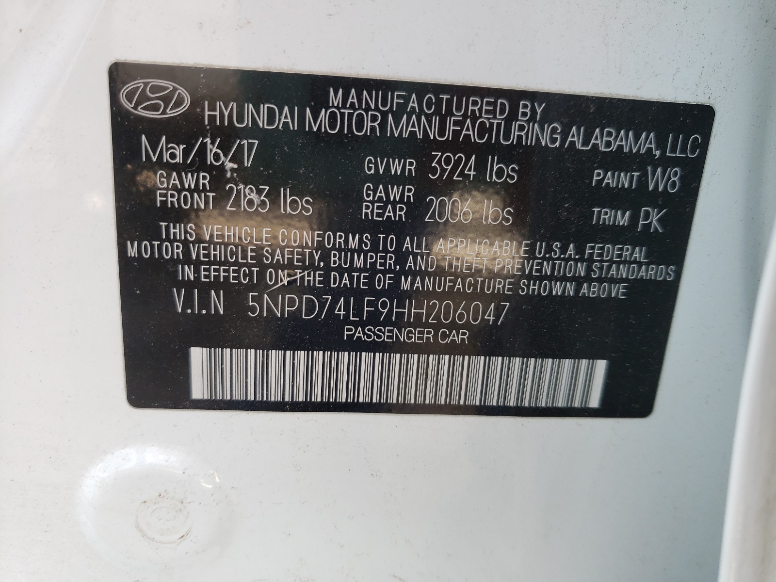 Photo 9 VIN: 5NPD74LF9HH206047 - HYUNDAI ELANTRA SE 