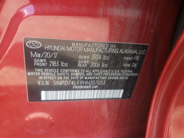 Photo 9 VIN: 5NPD74LF9HH207053 - HYUNDAI ELANTRA SE 