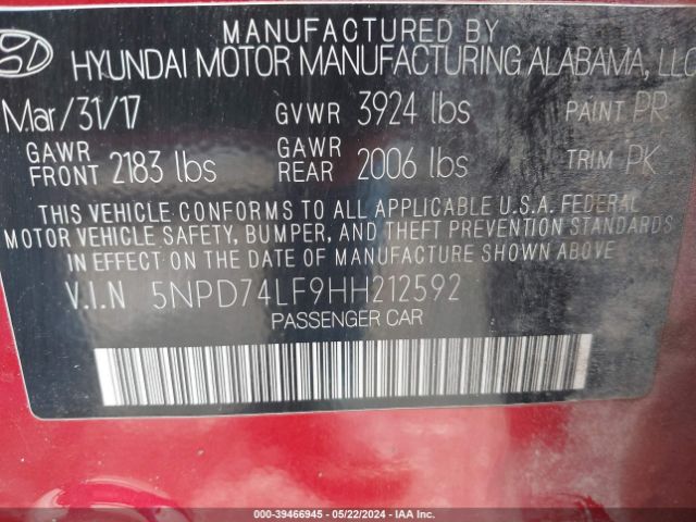 Photo 8 VIN: 5NPD74LF9HH212592 - HYUNDAI ELANTRA 