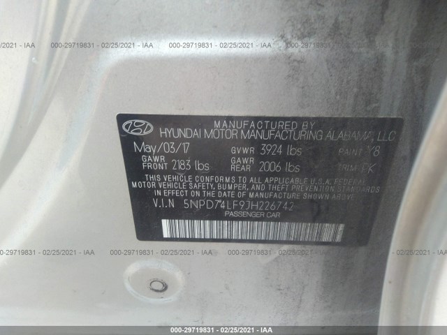 Photo 8 VIN: 5NPD74LF9JH226742 - HYUNDAI ELANTRA 