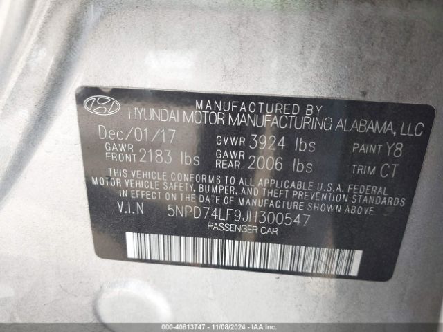 Photo 8 VIN: 5NPD74LF9JH300547 - HYUNDAI ELANTRA 