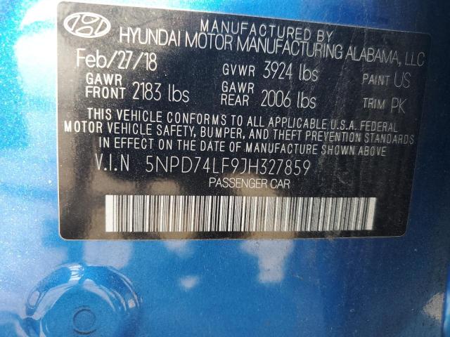 Photo 11 VIN: 5NPD74LF9JH327859 - HYUNDAI ELANTRA SE 