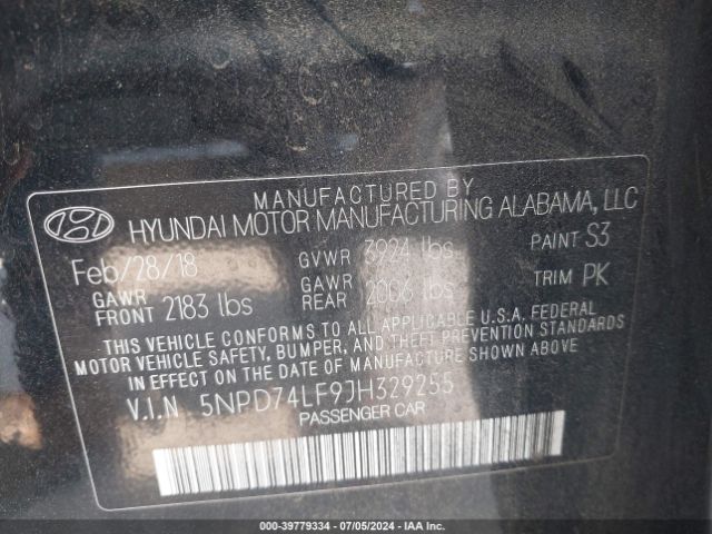 Photo 8 VIN: 5NPD74LF9JH329255 - HYUNDAI ELANTRA 