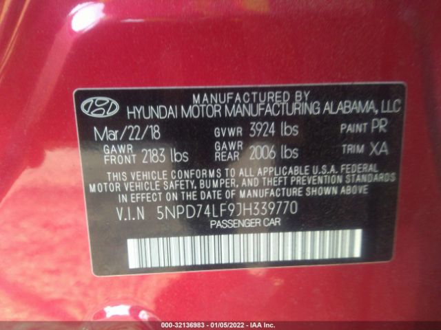 Photo 8 VIN: 5NPD74LF9JH339770 - HYUNDAI ELANTRA 