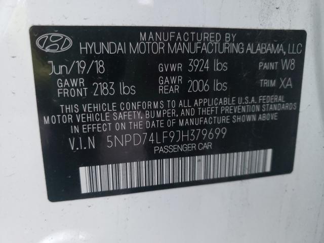 Photo 9 VIN: 5NPD74LF9JH379699 - HYUNDAI ELANTRA 