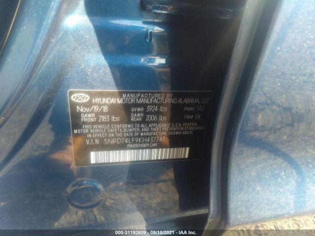 Photo 8 VIN: 5NPD74LF9KH437747 - HYUNDAI ELANTRA 