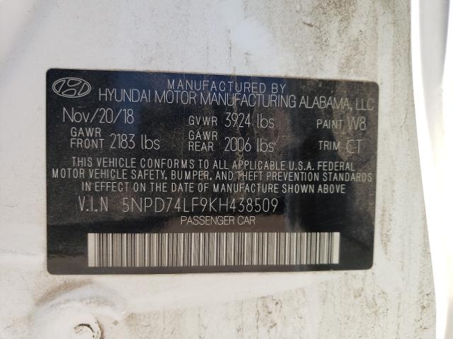 Photo 9 VIN: 5NPD74LF9KH438509 - HYUNDAI ELANTRA SE 