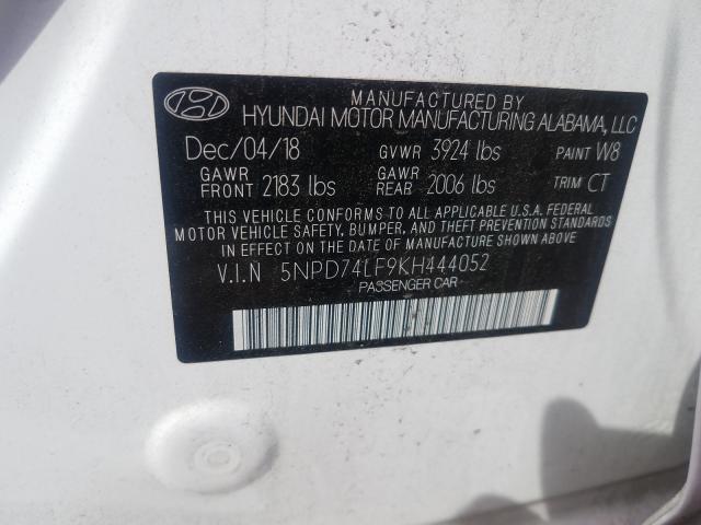 Photo 9 VIN: 5NPD74LF9KH444052 - HYUNDAI ELANTRA SE 