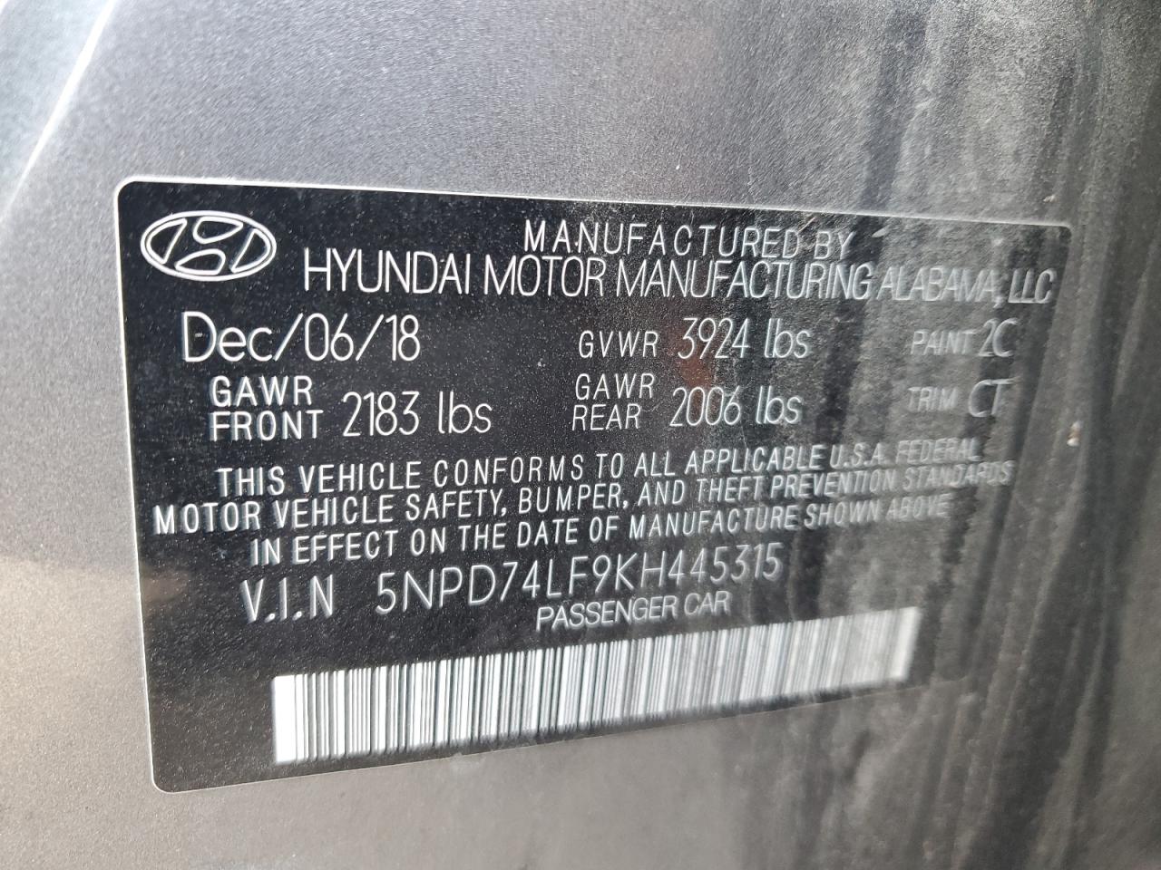 Photo 11 VIN: 5NPD74LF9KH445315 - HYUNDAI ELANTRA 