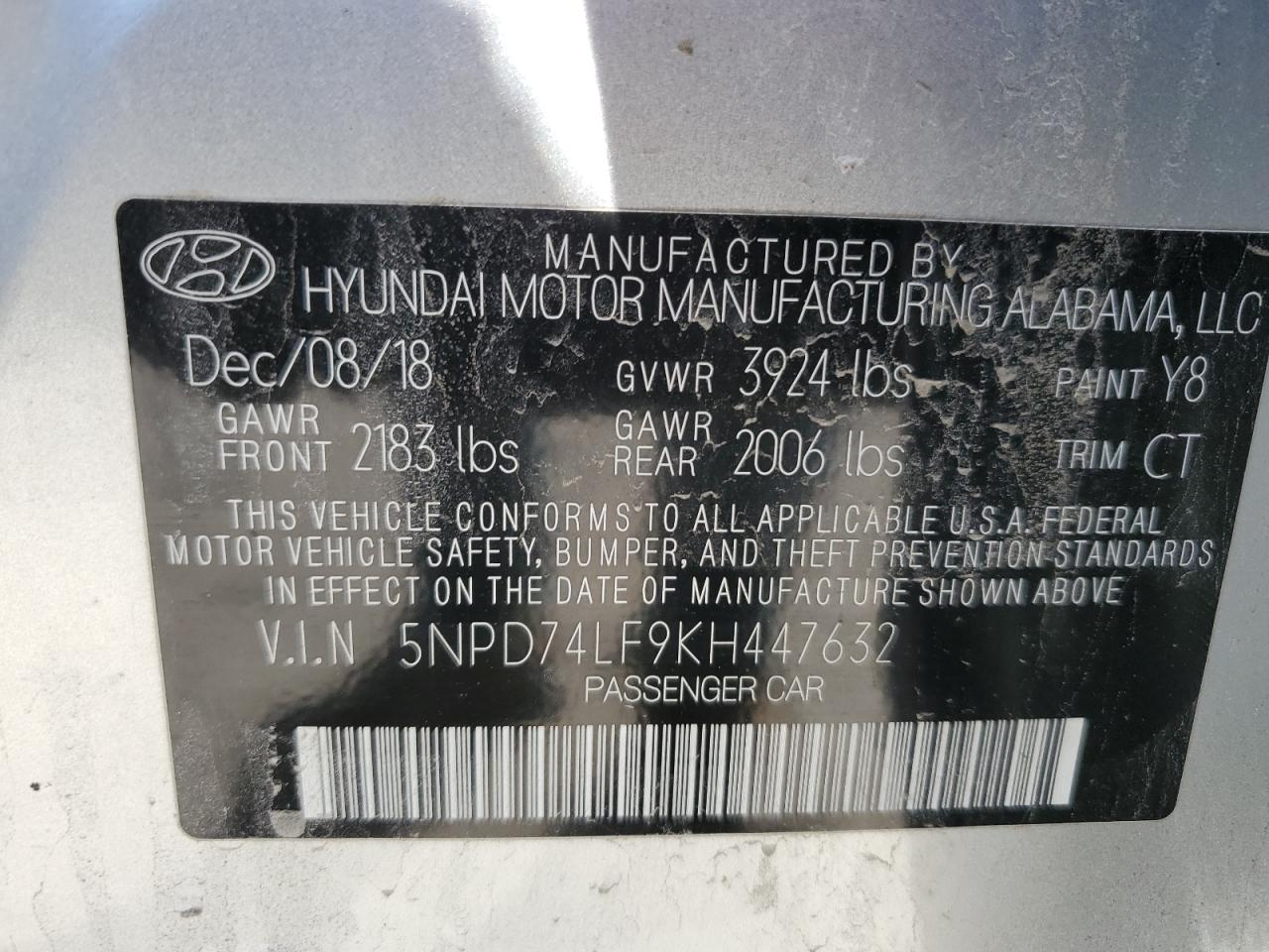 Photo 11 VIN: 5NPD74LF9KH447632 - HYUNDAI ELANTRA 