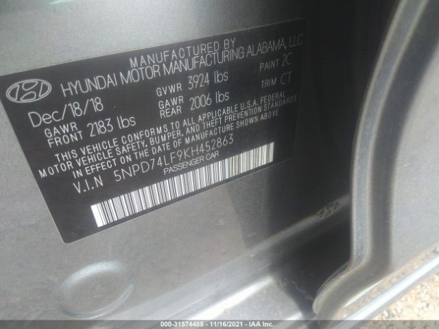 Photo 8 VIN: 5NPD74LF9KH452863 - HYUNDAI ELANTRA 