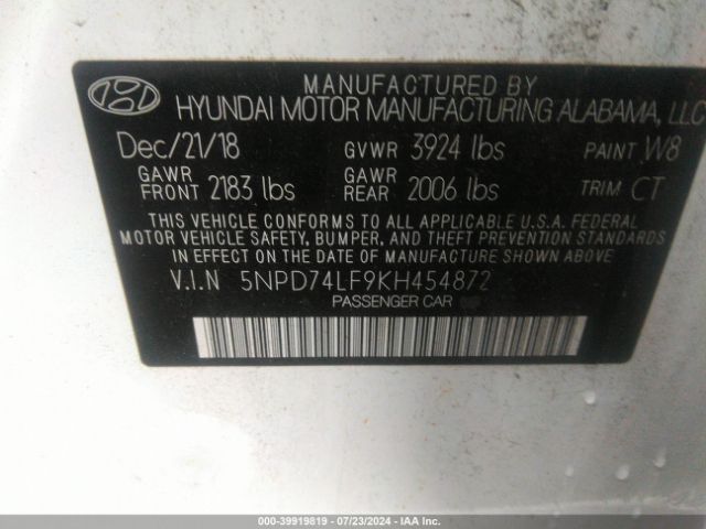 Photo 8 VIN: 5NPD74LF9KH454872 - HYUNDAI ELANTRA 