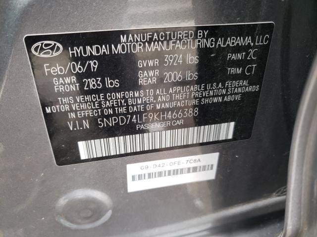 Photo 9 VIN: 5NPD74LF9KH466388 - HYUNDAI ELANTRA SE 