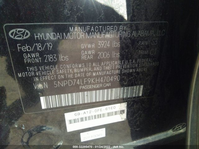 Photo 8 VIN: 5NPD74LF9KH470490 - HYUNDAI ELANTRA 