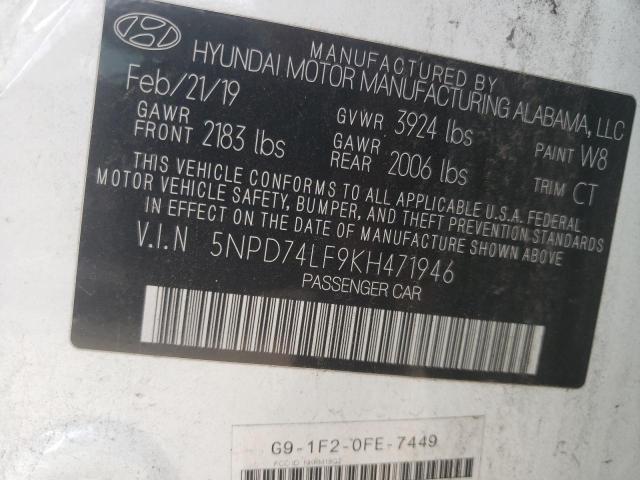 Photo 9 VIN: 5NPD74LF9KH471946 - HYUNDAI ELANTRA SE 